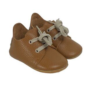 Ella Bonna Baby Oxford Shoes 12-18 Months Leather Lace-Up Flexible Walking Mocca